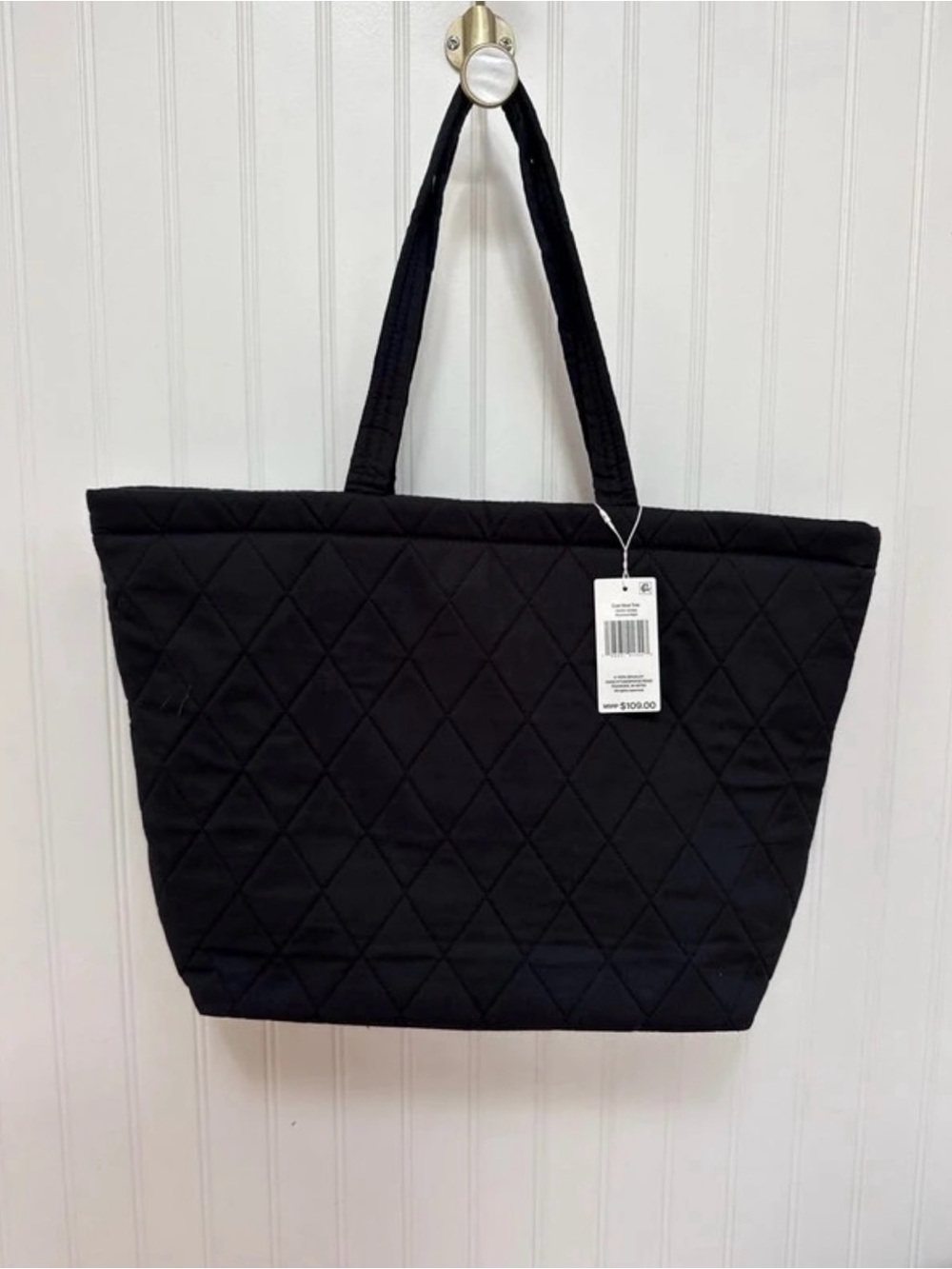 Vera Bradley East West Tote Bag Black Quilted Brand New with Tags Carry On NEW